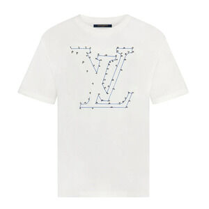 Louis Vuitton LV Stitch Print Embroidery White Blue Logo Short Sleeve T-Shirt M